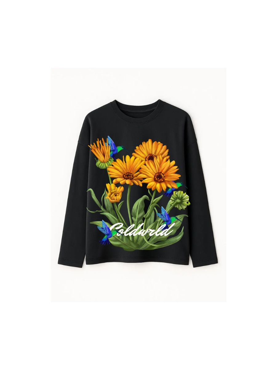 Sunflower Oversized Long Sleeve Tee – White Coldwrld