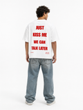 Just Kiss Me Oversized Boxy Tee – White Coldwrld