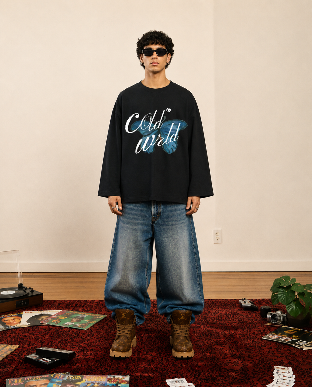 Oversized Waffle Knit Tee – White Coldwrld