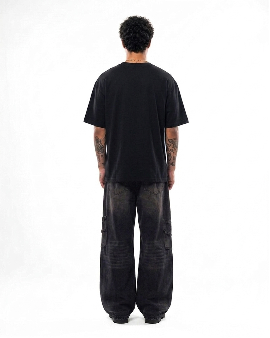 Black Oversized Tee — BUGBLUF Basic