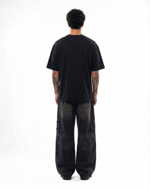 Black Oversized Tee — BUGBLUF Basic