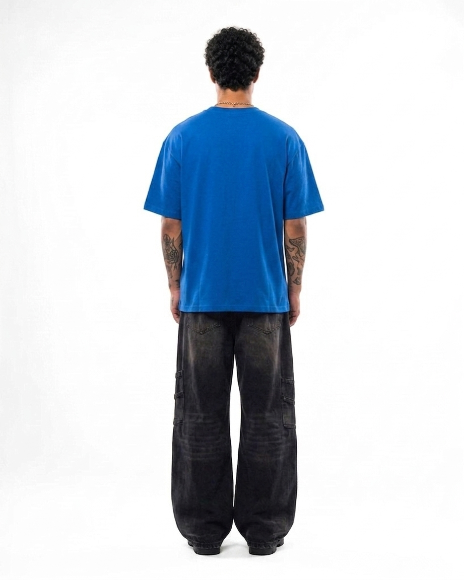 Blue Oversized Tee — BUGBLUF Basic