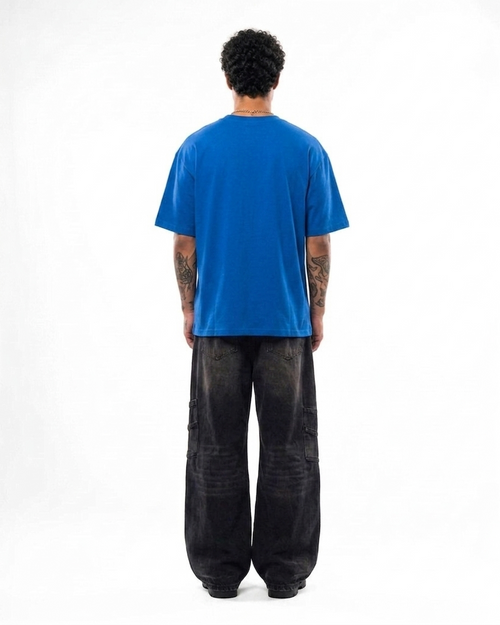Blue Oversized Tee — BUGBLUF Basic