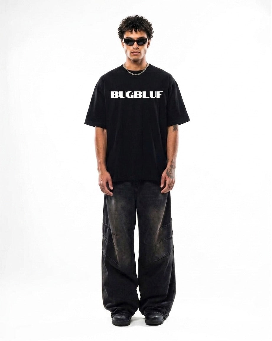 Black Oversized Tee — BUGBLUF Basic