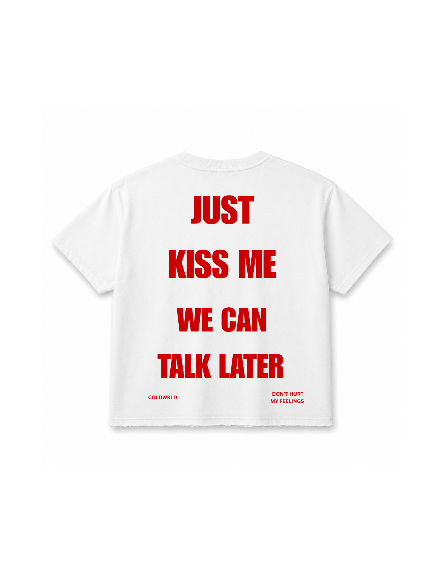 Just Kiss Me Oversized Boxy Tee – White Coldwrld