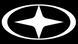 White logo on a black background